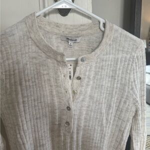 Madewell Cream Ribbed Button-Up Top